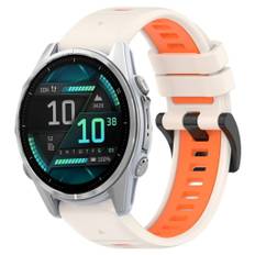 Garmin Fenix 8 AMOLED 43mm Tvåfärgat klockarmband i silikon - Vit/Orange