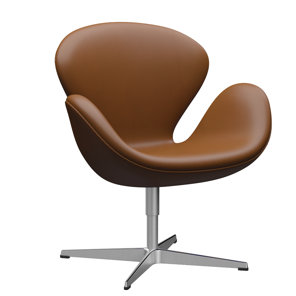 3320 Svanen loungestol, stel i børstet aluminium af Arne Jacobsen Aura læder - Walnut - Jacobsen Plus