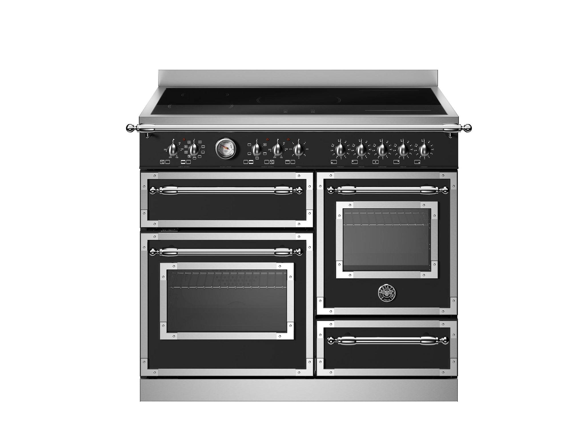 Bertazzoni, Heritage-serien, Induktionskomfur, 100 cm, 5 zoner, 3 ovne. Mat sort.