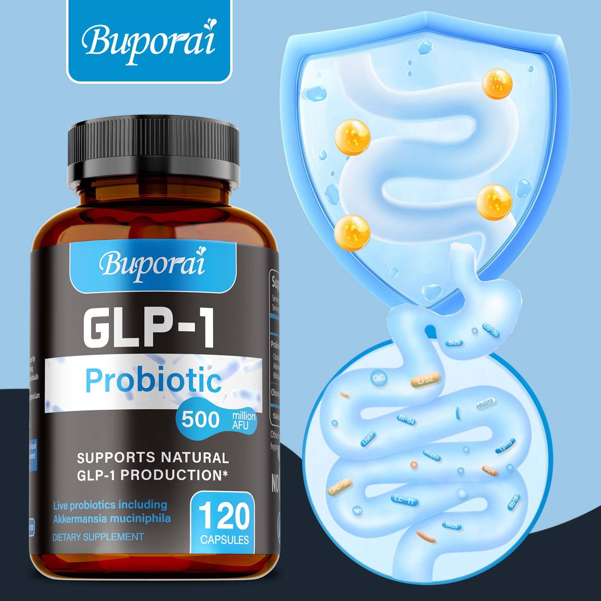 GLP-1 Probiotika - 500 miljoner AFU av probiotika med flera stammar och prebiotika - bibehåll energi och stödj din aktiva livsstil