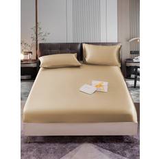 22Momme 3st Siden Sängkläder Set (Dra-På-Lakan + 2x Örngott) - Beige / 160x200x45cm+2x50x60cm