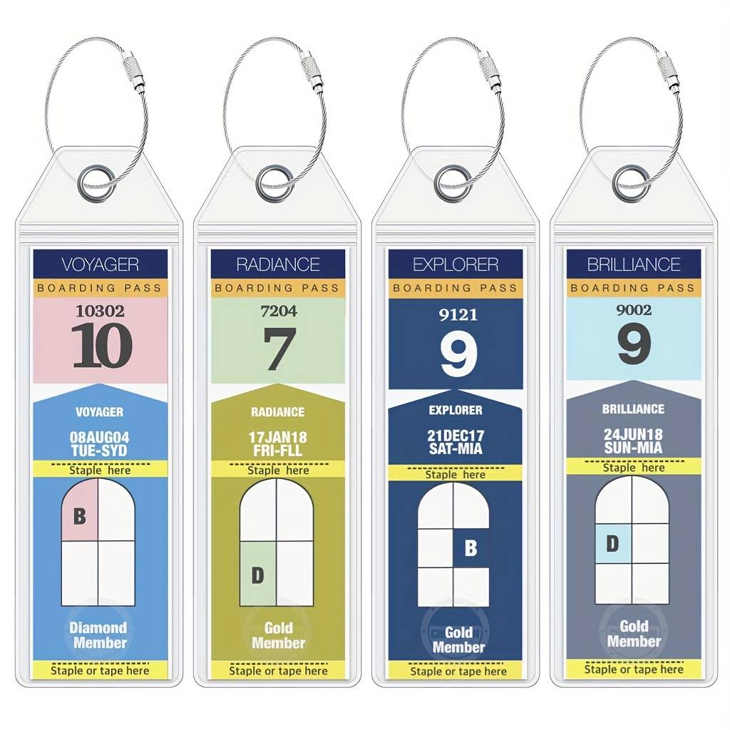 4pcs/6pcs/8pcs Baggage Tags Pvc Holder Card Sleeve Cruise Suitcase Sealed Waterproof Card Sleeve