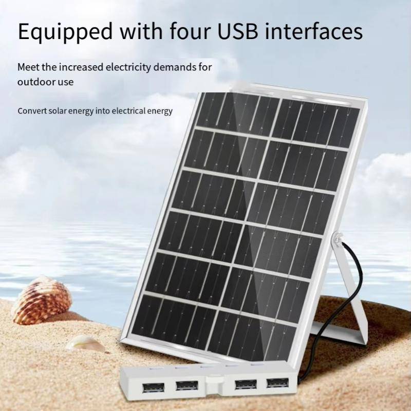 1 set Kompakt formfaktor Effektiv energikonvertering Snabb solabsorption 4 USB-portar Solbatteriladdare