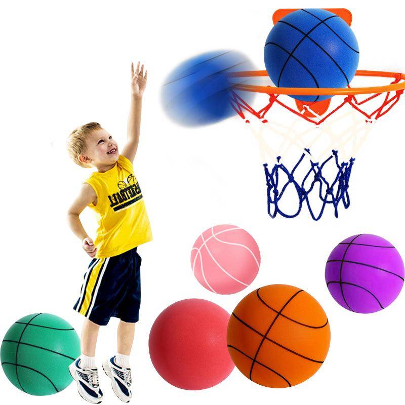 Ny studsande stum boll inomhus Tyst Basketball 24 cm Foam Basketball Tyst Soft Ball Storlek 7 Air Bounce Basket Ball 3/5/7 Sportleksak blå