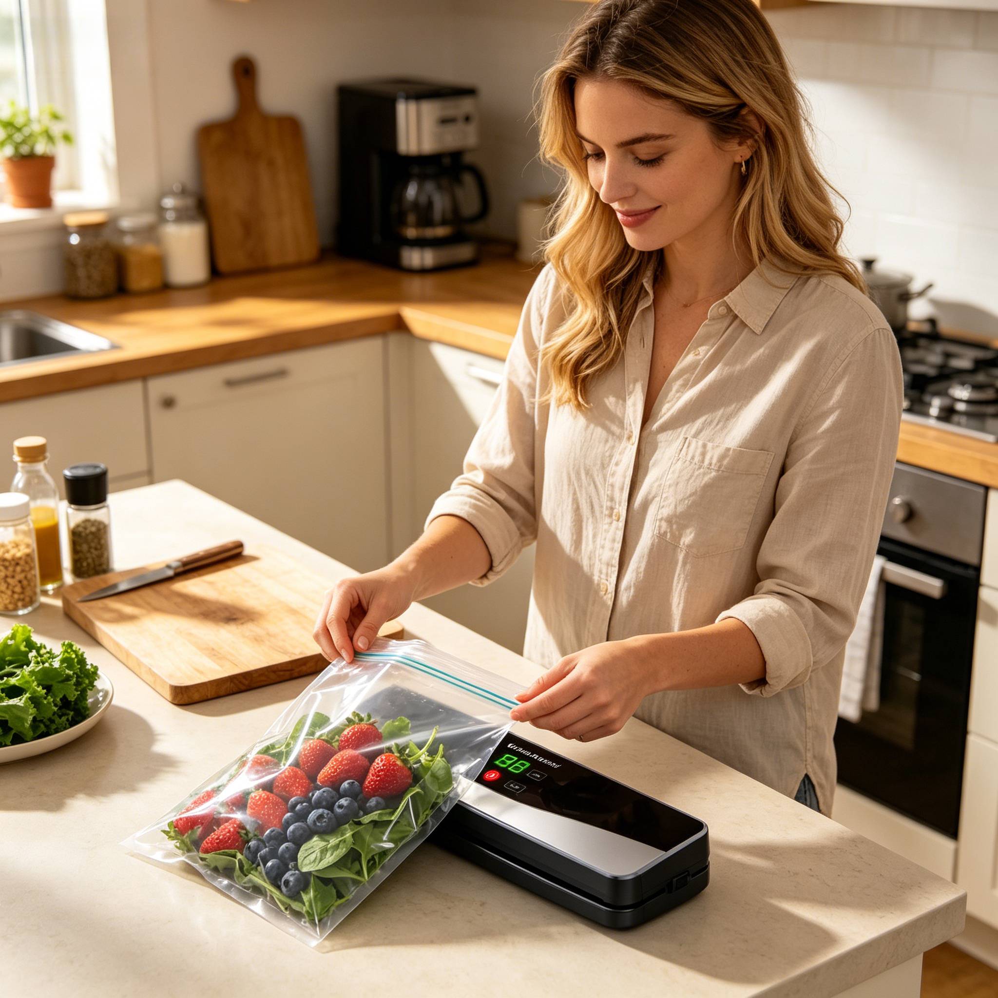 Food Vacuum Sealer, Automatic Sealing Machine With Led Display, Dry// , For Home Kitchen, Camping & Long- Food Storage