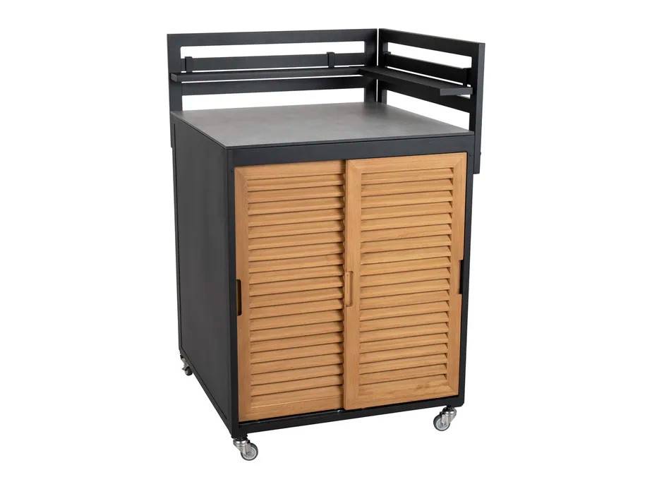 Brafab Fornax utekök Svart/teak 74 x 114 x 74 cm