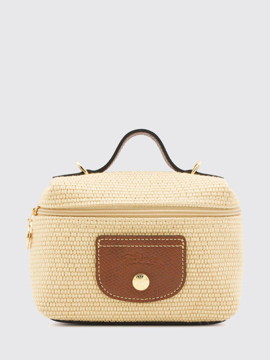 LONGCHAMP Le Pliage Mini Raffia Handbag with Leather Handle - OS