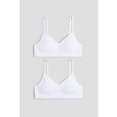 Pige - Hvid 2-pak vatteret croptop - Size: 170 (14Y+) - H&M
