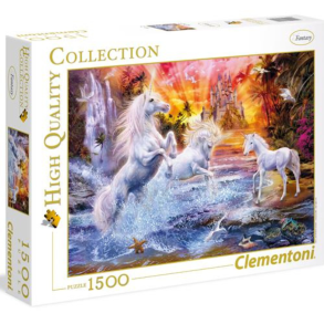 Puslespil. 1500 brikker. Motiv Wild Unicorns. Fra Clementoni