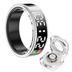 Smart Ring Health Tracker Med LED-skärm, Bärbar Sömnpuls Steg Blodsyre Blodtrycksmätare IP68 Vattentät Smart Ring For Kvinnor Män(Silver,11)