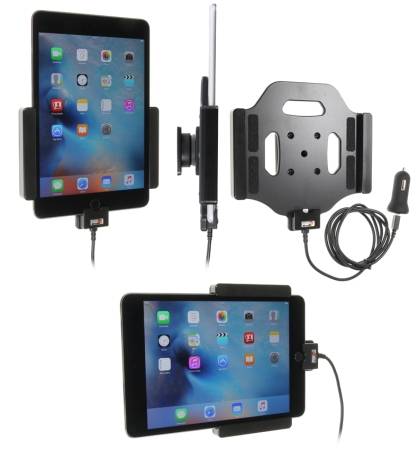 Brodit Aktiv hållare med USB-kabel och cigg-adapter, Apple iPad Mini 2019/4 (A1538, A1550)/5th Gen (A2124, A2125, A2126, A2133)
