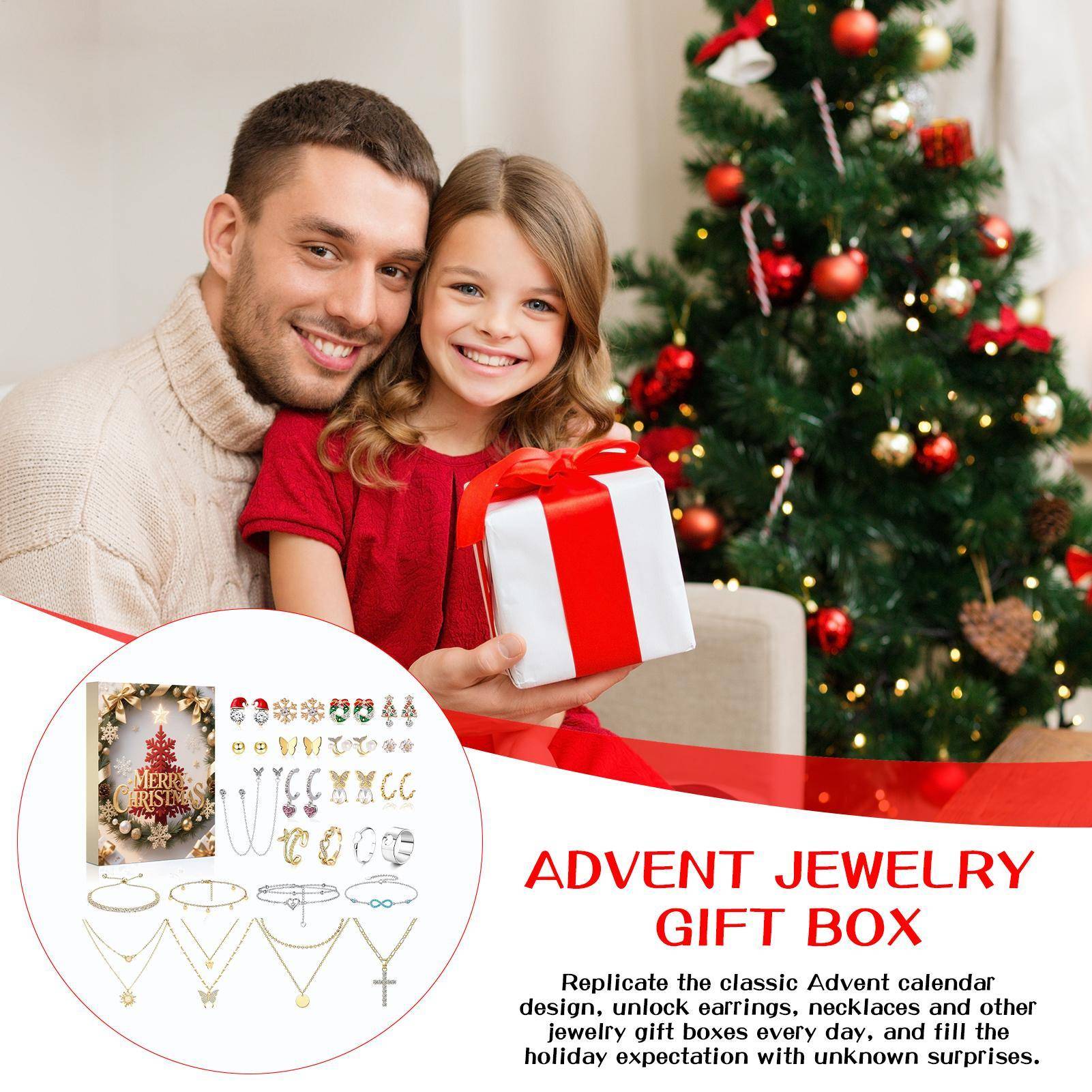 Jul Smyckeskalender Adventskalender 24 Dagar 2025 Jul Adventskalender för Flickor Örhänge Armband Set Semesterkalender för Kvinnor Flickor