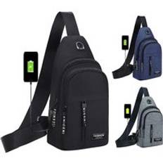 Fashion Waterproof Outdoor Men's Minimalist Chest Bags 3 Zippers USB Custom Sling Bag with Logo