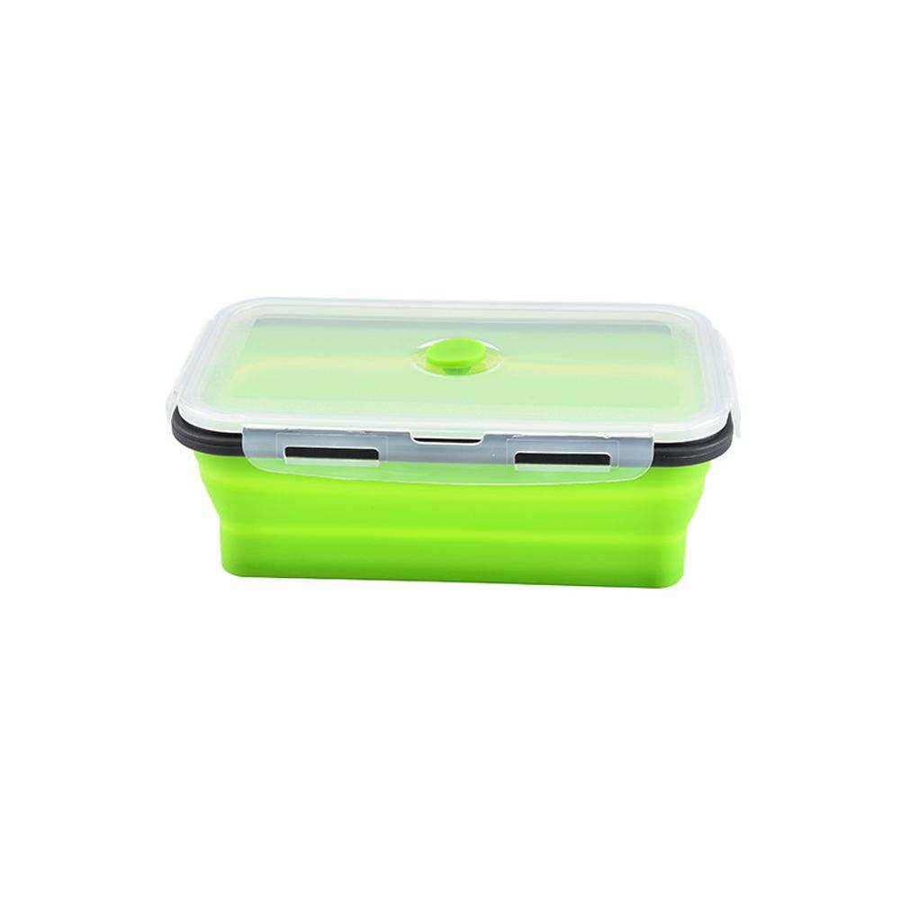 1 PCS Silicone Folding Lunch Box Food Grade Square Portable Microwave Oven Lunch Box Outdoor Travel Picnic Preservation Box 1&350ml