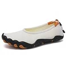 Utomhus strandskor dam vadarskor Halkfria ortopediska barfota sko Balett Flats Barfota tränare(White,39 EU)