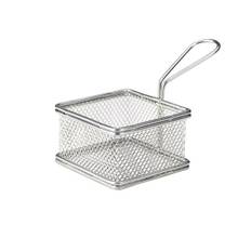 Mini Friteringskorg För Servering Av Pommes Frites 9,5 x 9,5 x 6 Cm - Rostfritt Stål
