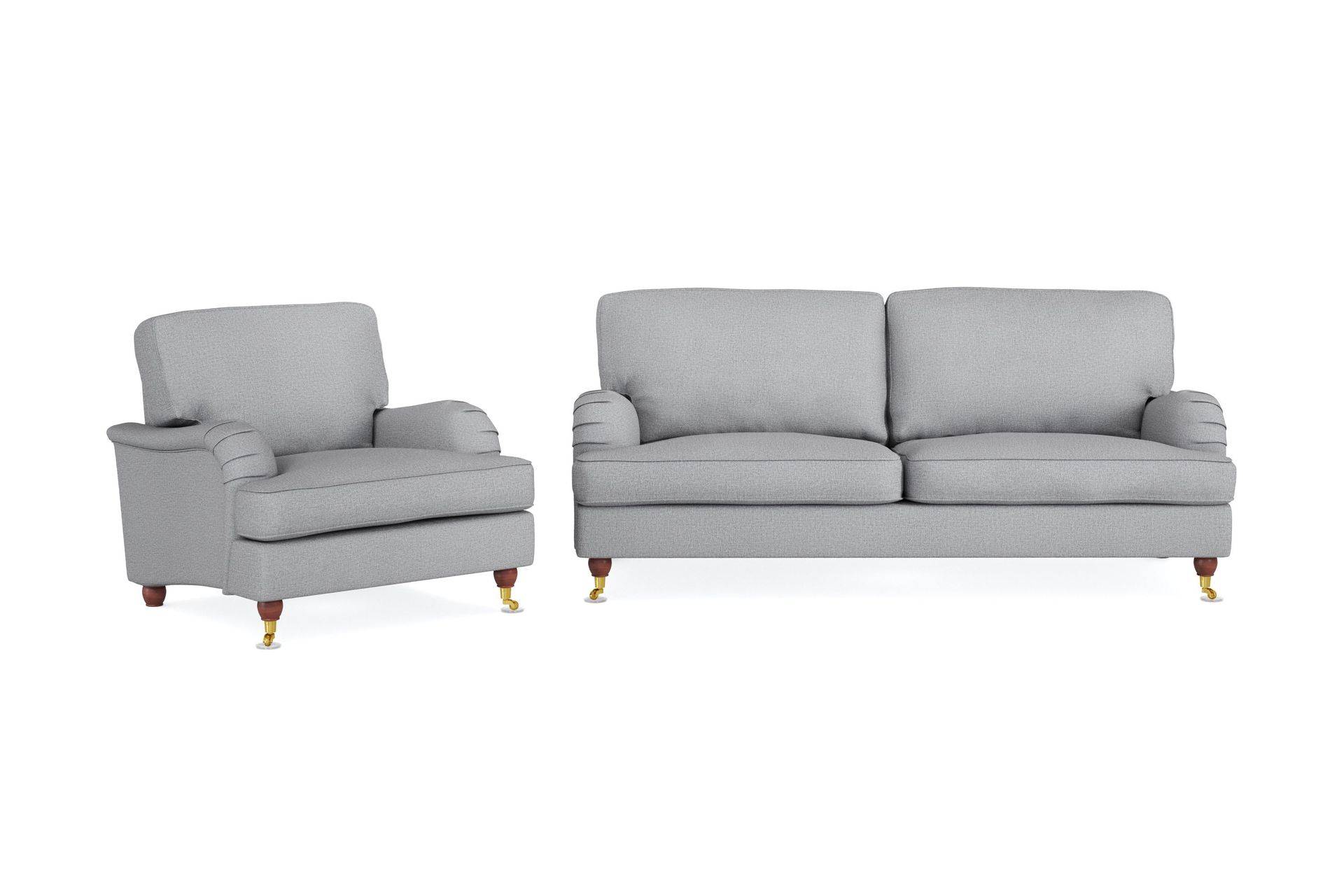 Howard Lyx Sofagruppe 3-personers Sofa + Lænestol i Stof - Lysegrå
