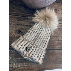 Rock and blue pom pom beanie String/Silver med string pels kvinde