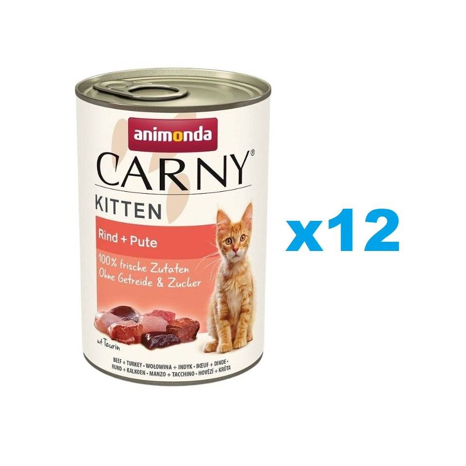ANIMONDA Carny Kitten Beef&Turkey 12x 400 g nötkött och kalkon för kattungar