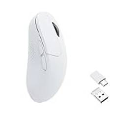 Keychron M3 Mini Wireless Gaming Optical Mus, Tri-Mode 2.4 GHz/Bluetooth 5.1/Wired, 26000 DPI LED RGB-bakgrundsbelysning,Lätt programmerbar Makroknapp För Windows/Mac (Vit)