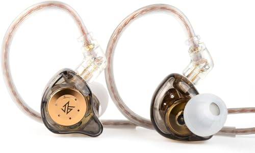 Yinyoo KZ EDX PRO In-ear-hörlurar, in-ear-monitor, EDX PRO trådbundna öronsnäckor med mikrofon, HIFI, djupt basljud, over-ear-headset med avtagbar kabel för musiker, scen (svart, med mikrofon)