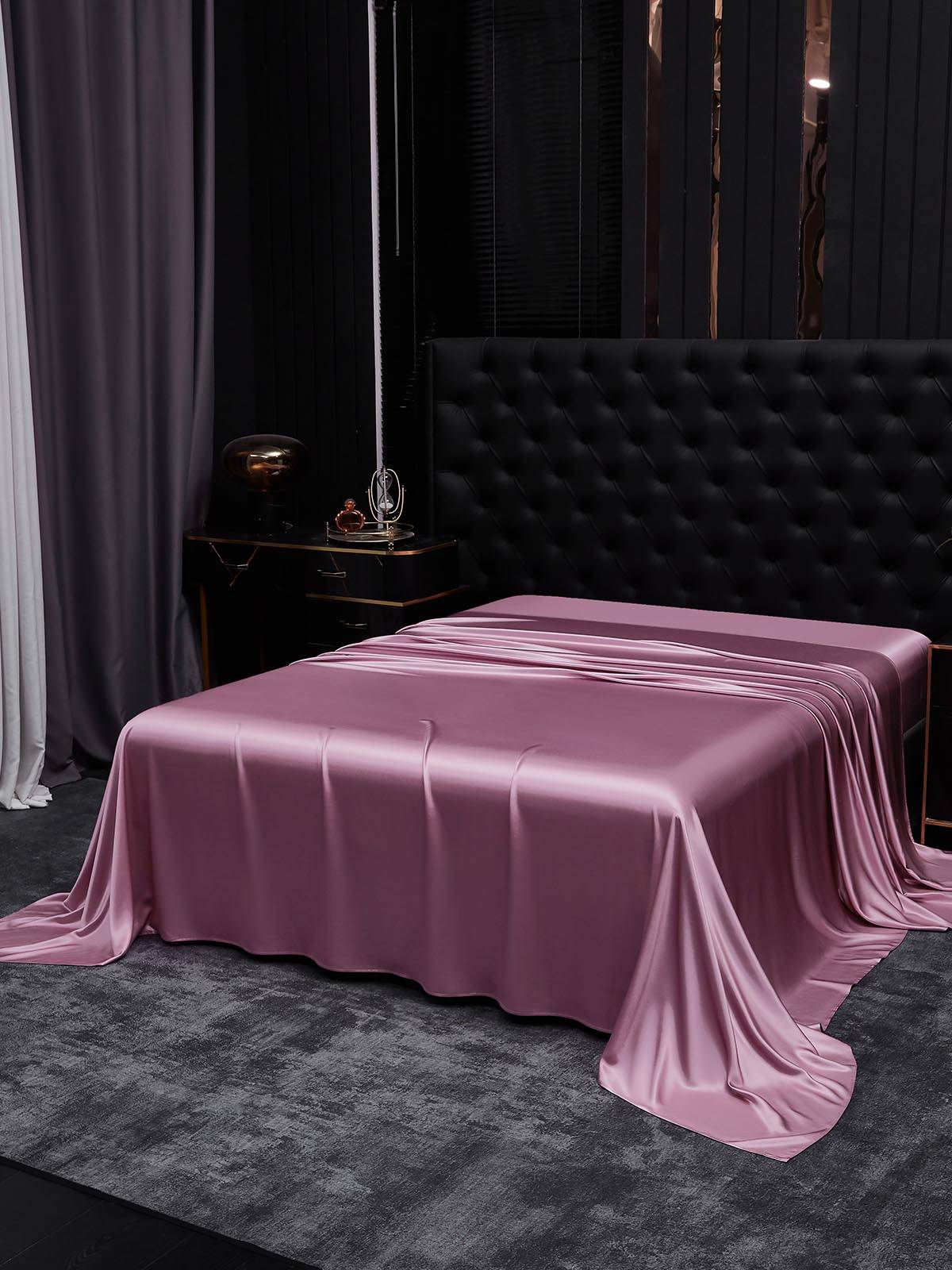 25Momme Mullbärssilke Seamless Platt Lakan - Blek Mauve / 0,9m Säng(160x260cm)