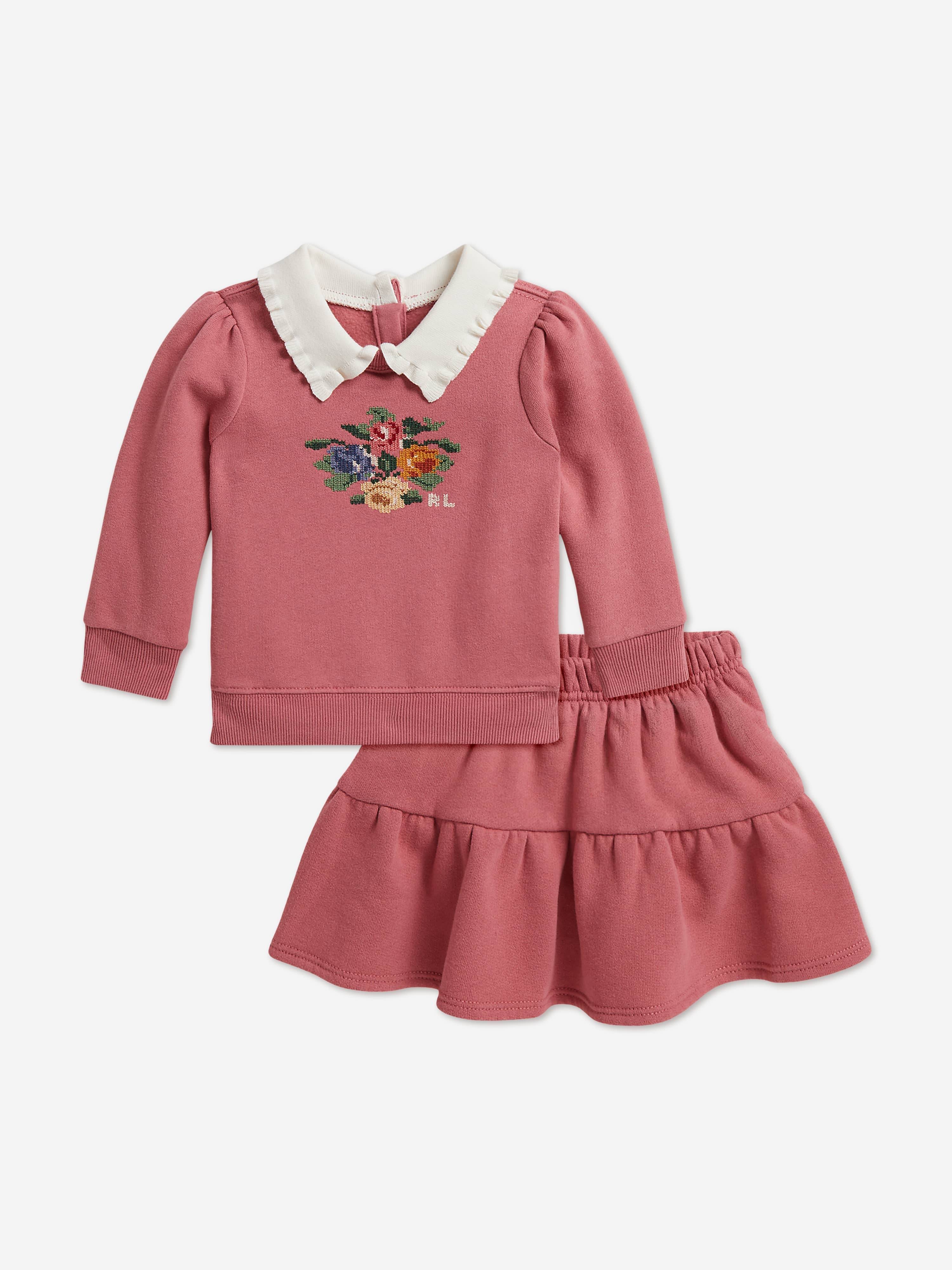 Ralph Lauren Baby Girls Skirt Set in Pink - Pink / 6 Mths (6 Mths)