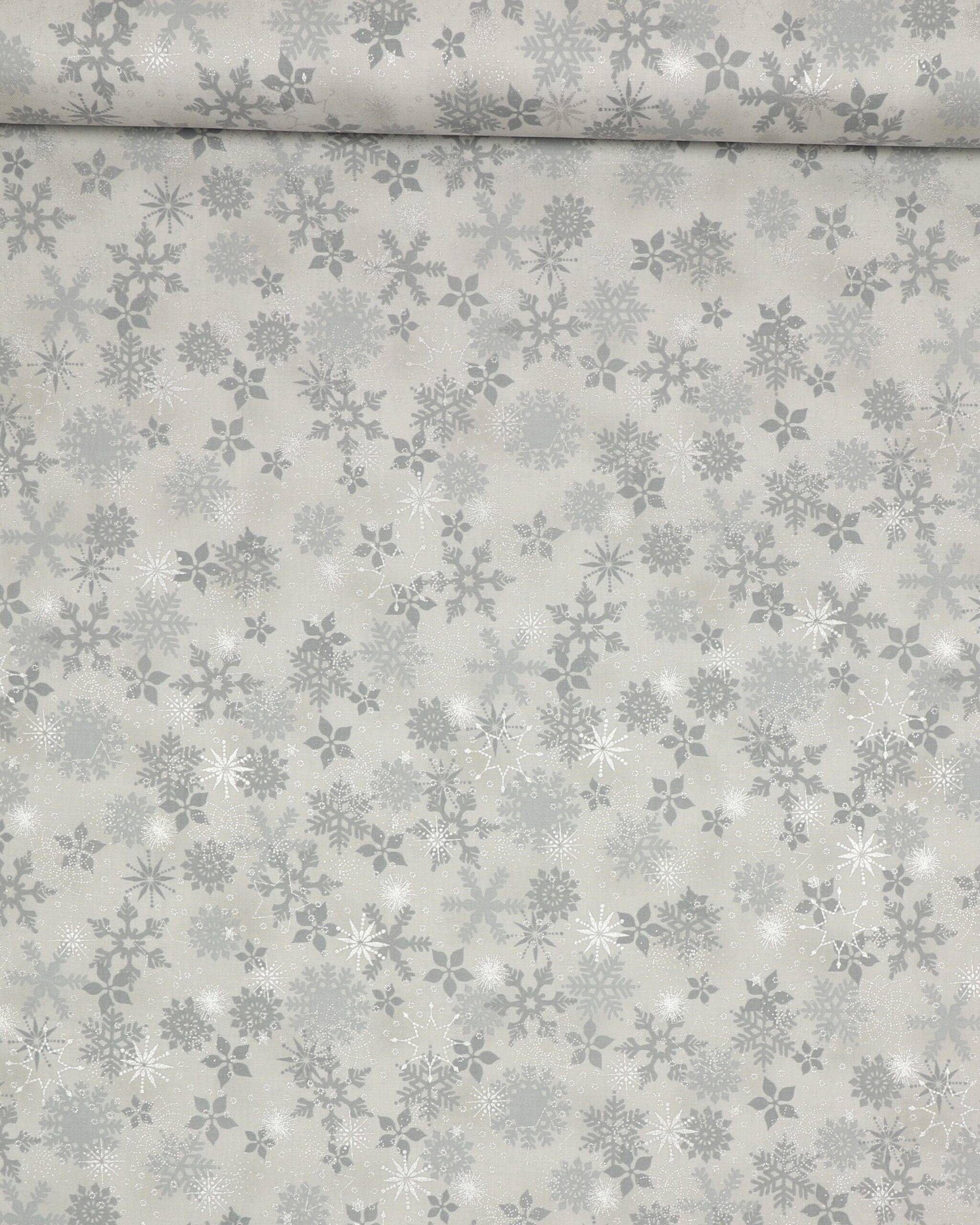 Christmas is near, Lysegrå m. sølv - Patchwork - 100% Bomuld