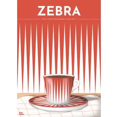 Zebra Kaffekopp Poster A4 / Röd