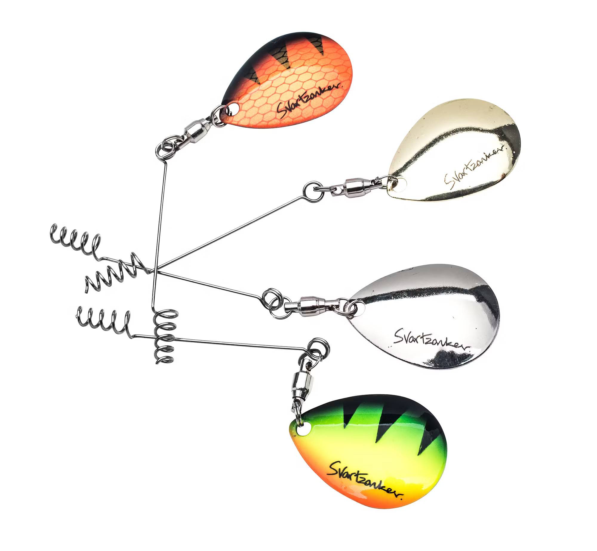 Spinner Rig (4-pack) - Svartzonker: Silver/Guld/FireTiger/RedTiger