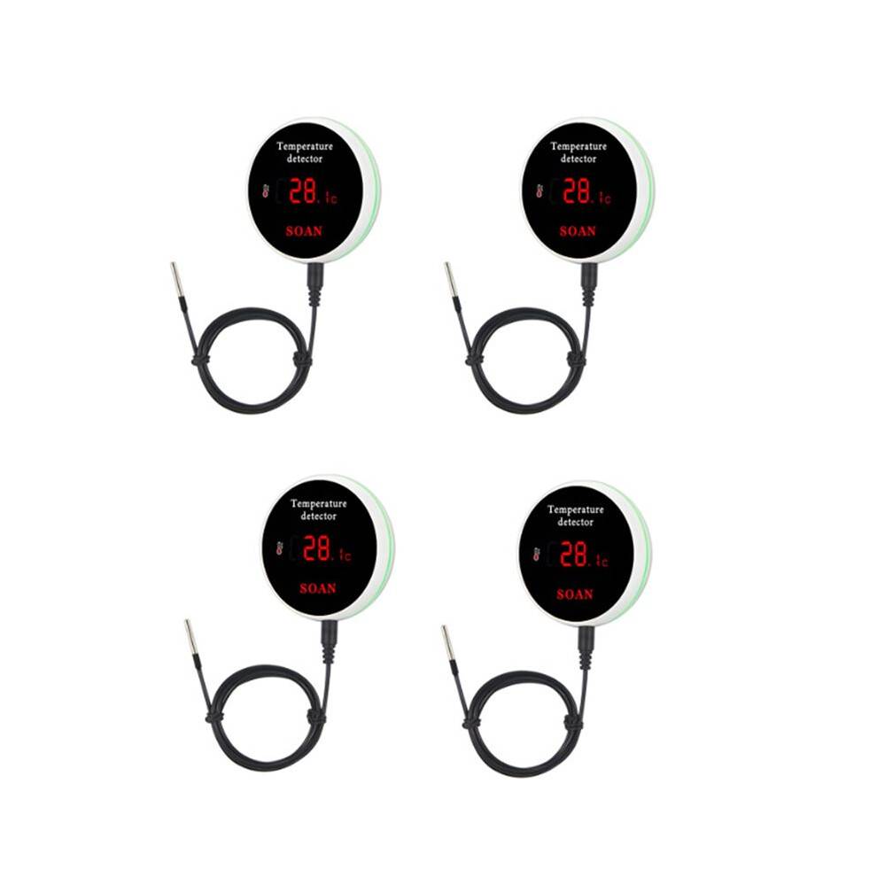 4X Tuya Home Wifi Temperature Sensor Wire Digital Smartlife Thermometer Room Water Pool Thermostat Alarm EU Plug