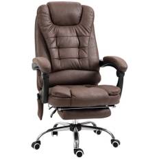 Ergonomisk kontorstol med massage, fodstøtte, vintage brun læder
