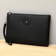 Handväska för herrmode, ny design med djurtigerhuvud, Business Casual Clutch-väska, Stor förvaringsväska för utrymme för väska Presenter för män Resor - Svart