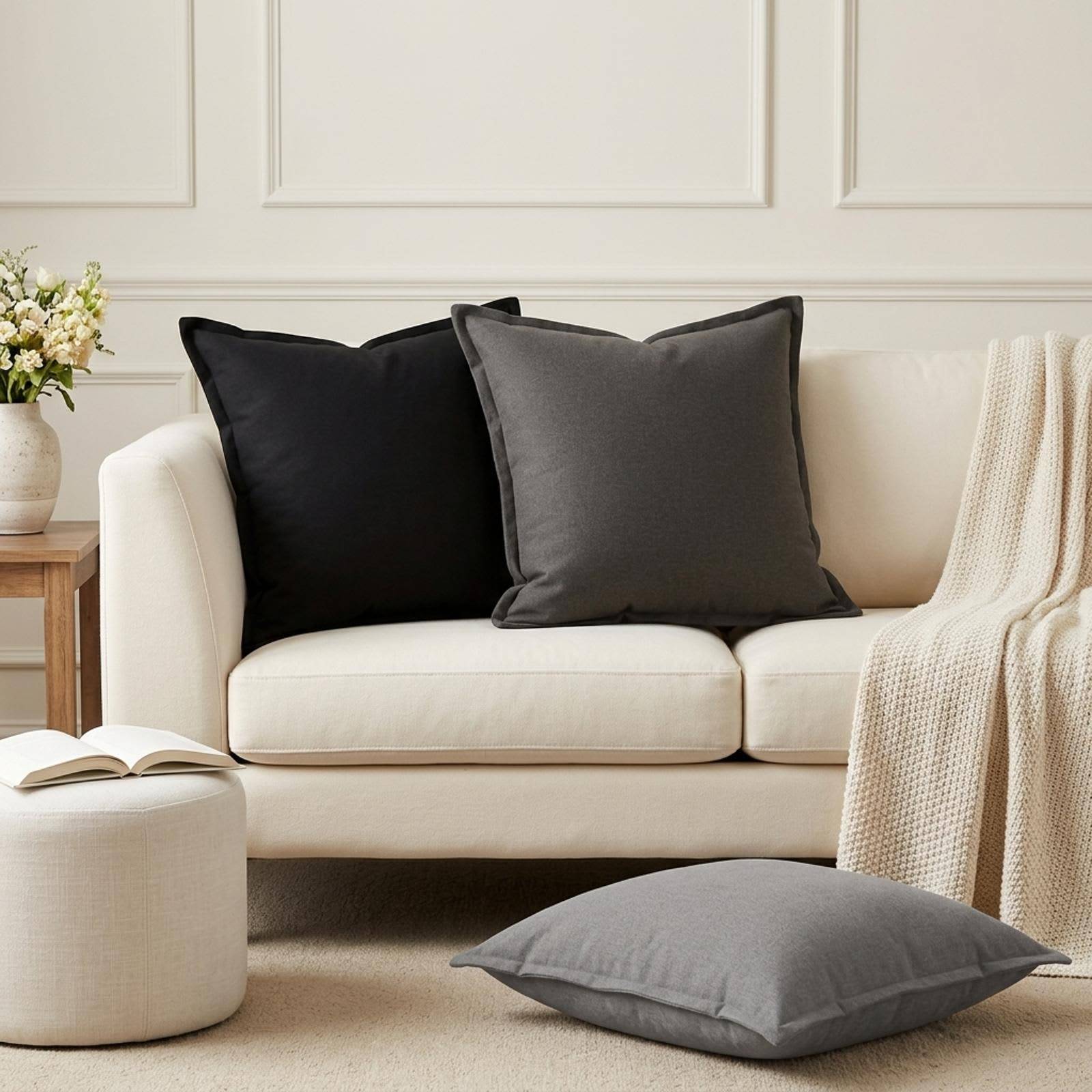 vidaXL Kudde med kudde HOUTEN 2 st Ljusgrå Faux Linne