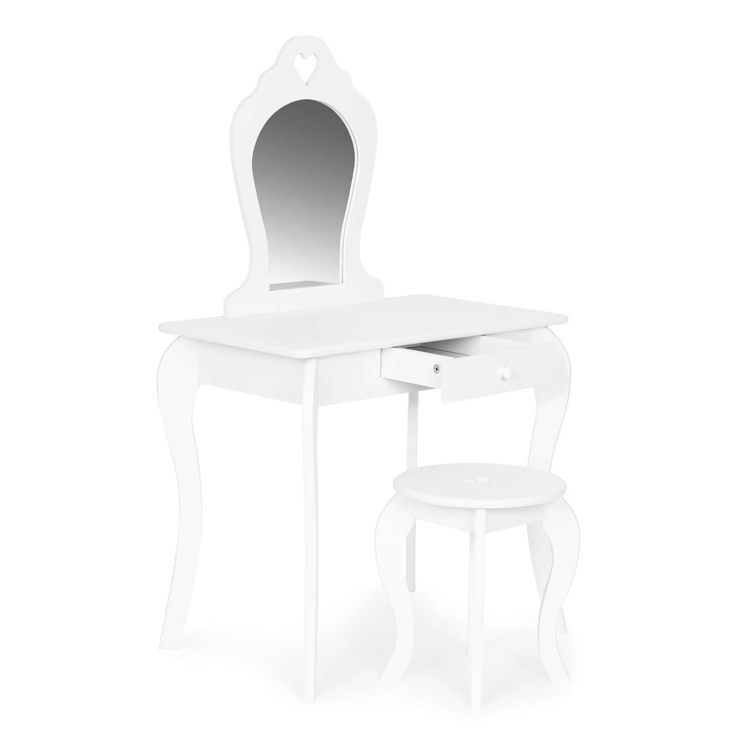 Charmigt Sminkbord med Spegel och Pall för Flickor