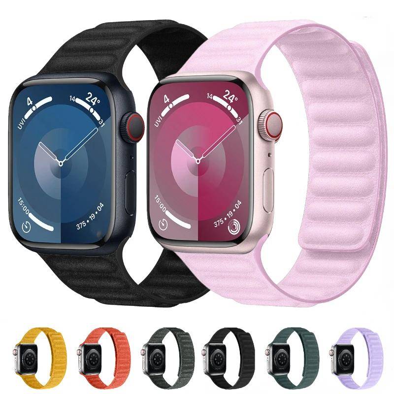 Silikonrem för Apple Watch Ultra 3/2 49mm 11 10 9 8 7 45mm 41mm 42mm 46mm Armband Magnetiskt Armband Handledsband iWatch 6 SE Band black