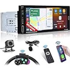 Inefala Autoradio Bluetooth 1 din kompatibile med trådlöst CarPlay Android Auto 6,9 Pollici Touchscreen Stereo Automatisporta Bluetooth/Mirror Länk/FM Radio/USB/Tipo-C/EQ con Telecamera Posteriore
