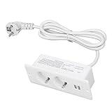 Infälld Skrivbordsströmnav 2 USB 2 AC 230‑265V 10A-portar Inbyggt Bordsuttag för Möbler Mekanisk Utrustning (-1013240084112)