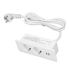 Infälld Skrivbordsströmnav 2 USB 2 AC 230‑265V 10A-portar Inbyggt Bordsuttag för Möbler Mekanisk Utrustning (-1013240084112)