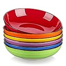 Vancasso Bonita pastaskålar 1 30 ml, stora keramiska salladsskålar, pastaskål set med 6, mikrovågsugns- och diskmaskinssäkra soppskålar, serveringsskålar, blandade färger