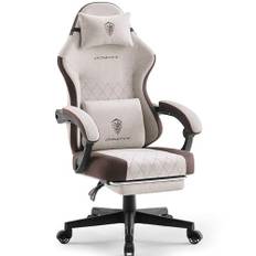 Dowinx Gaming stoltyg med vårkudde, massage ländryggsstöd kontorsstol med fotstöd för vuxna, ergonomisk gamingfåtölj stor och hög för Office Gaming 135 kg, brun