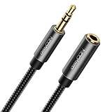 deleyCON 3m Aux-Kabel 3,5mm Förlängning - Ljuduttag Kabel Stereo Förlängningskabel - Bomullskabel & Metallkontakt - Mobiltelefon Smartphone Surfplatta Hörlurar Hi-Fi-Mottagare Fordon