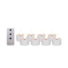 LED fyrfadslys, hvid, 8 stk. inkl. fjernbetjening