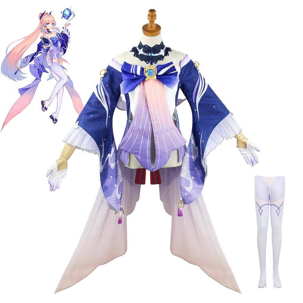 Spel Genshin Impact Sangonomiya Kokomi Cosplay Kostym Peruk Halloween Fest Kostymer Genshin Cosplay Kokomi Kostymer cm blue