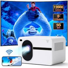 Beamer with 5G WiFi Bluetooth, Mini Outdoor/Home Video Beamer Full HD Native 1080P Tragbar Projektor 4K Heimkino 12000 Lumen Kompatibel mit iPhone/Android/HDMI/USB/PS5/TV Stick/X-Box.