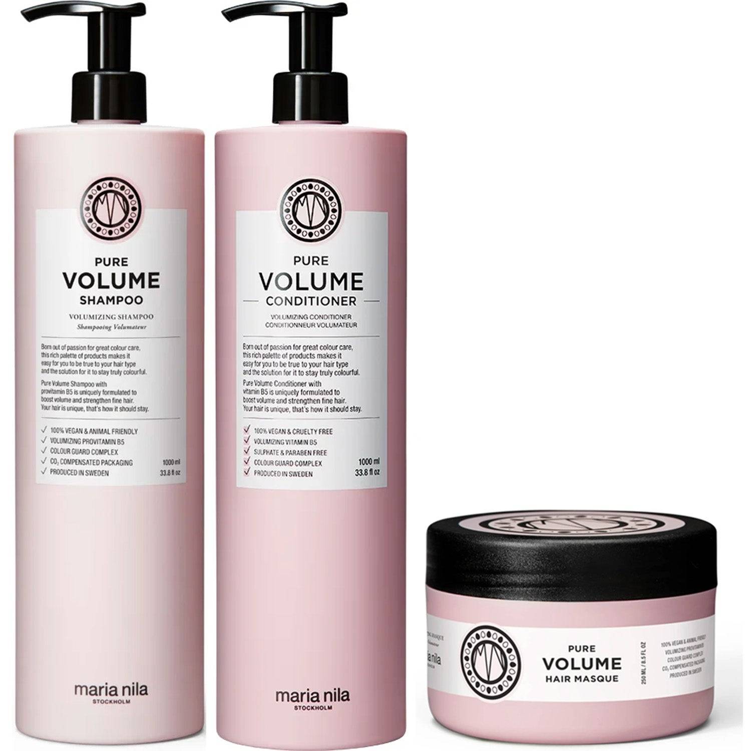 Maria Nila Pure Volume Trio Shampoo 1000ml, Conditioner 1000ml, Masque 250ml - 2250 ml