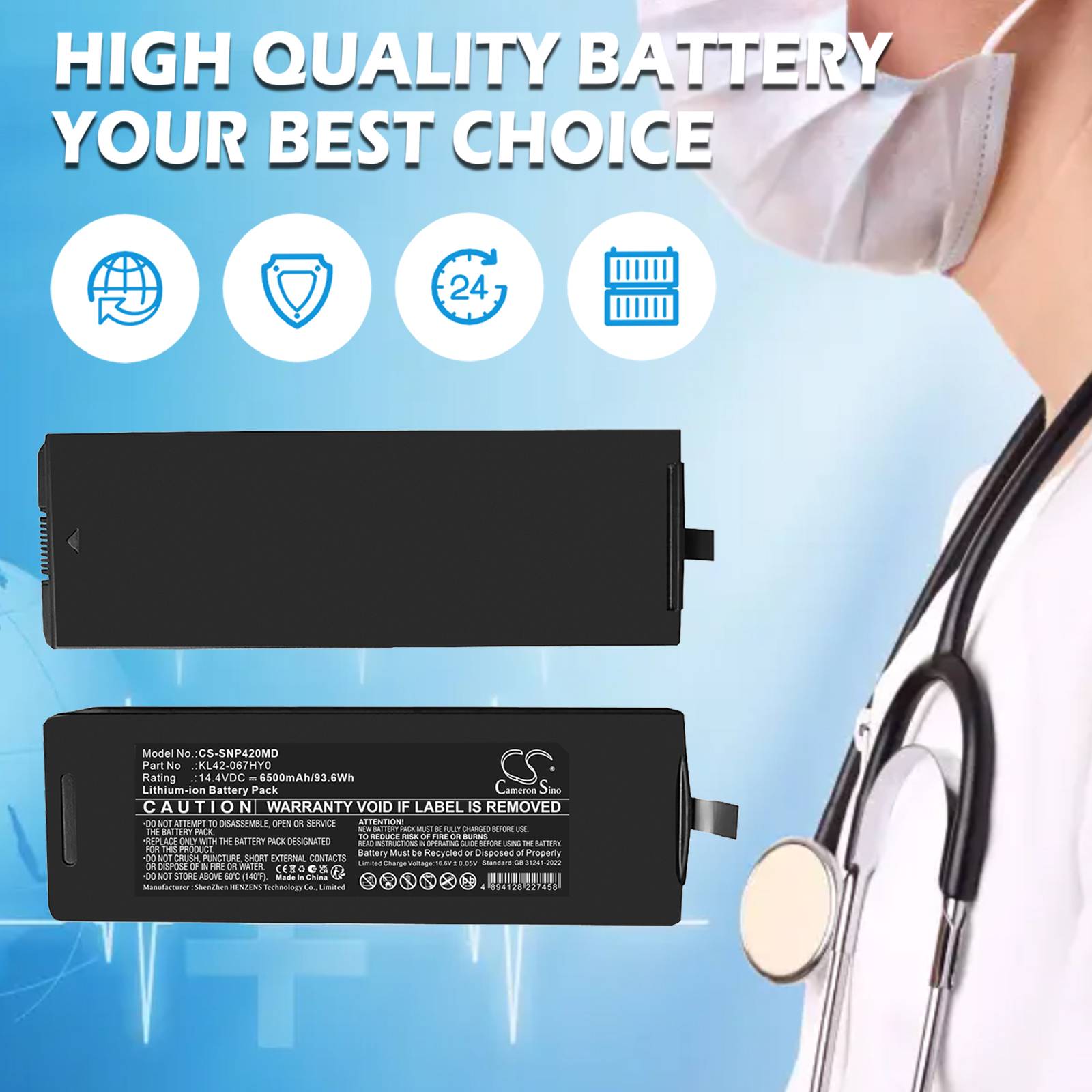 Batteri for KL42-067HY0 14.4 V 6500 mAh Li-ion