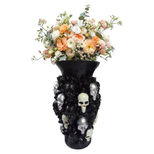 Skrämmande svart harts dödskalle , halloween blomlåda dekoration | Dödskallevas, svart kusbordsdekoration, hartsdekoration, halloweenkruka, gotisk vas, dödskalledekor för hemmet