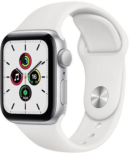 Apple Watch SE Aluminium 40 mm (2020) | WiFi + Cellular | silver | Sportband vit M/L