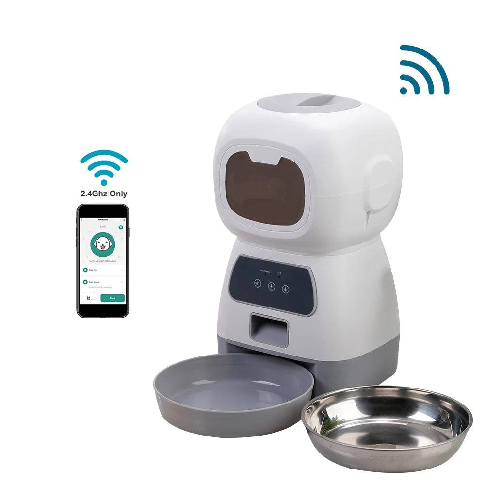 3.5L Smart Automatic Pet Feeder with Voice Recorder — Wi-Fi App or Key Control for Cats & Dogs - Tuya APP control